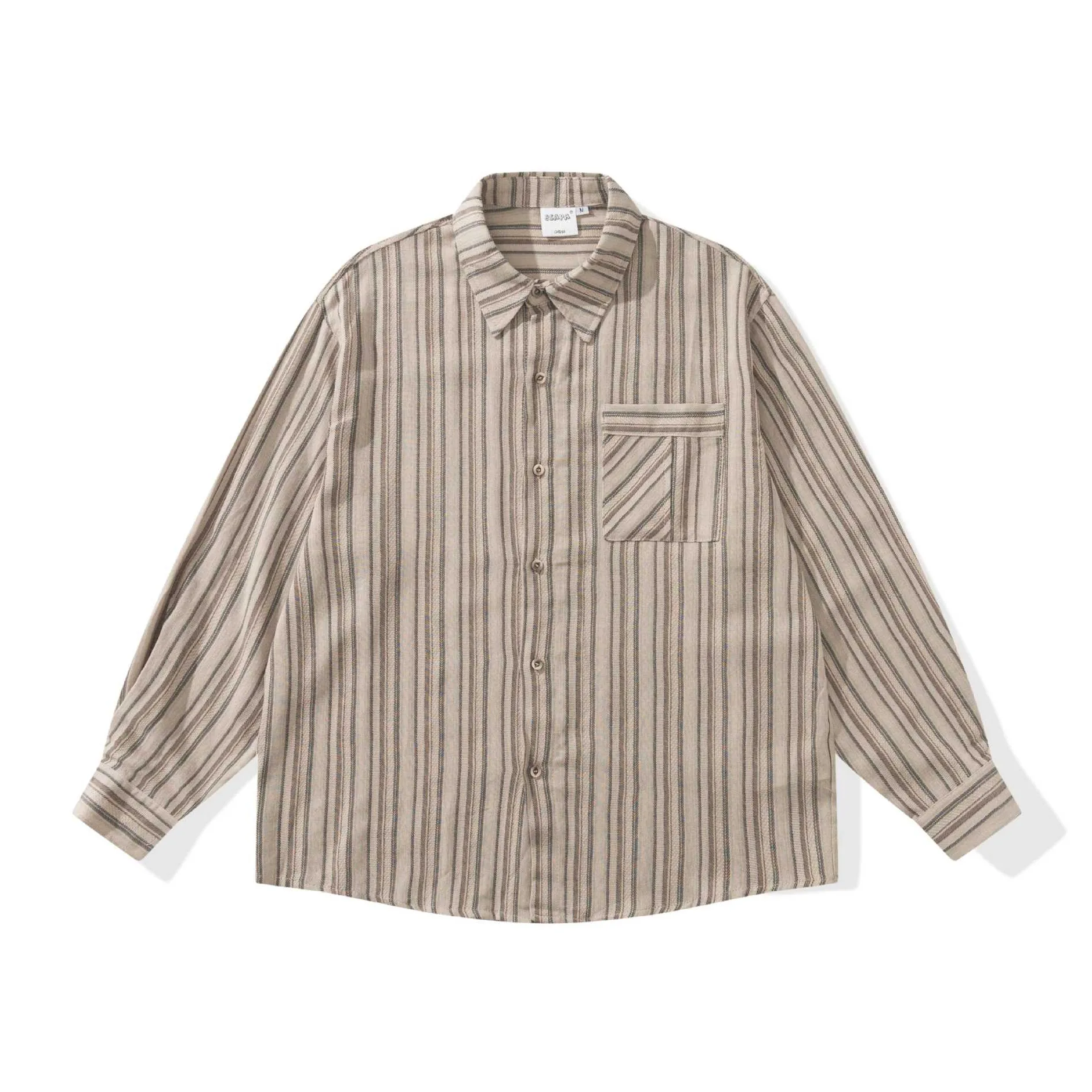 Autumn Vintage Fashion Striped Shirt Men Streetwear Cityboy Loose Casual Long Sleeve Oversize Shirts Blouses Cardigan Tops