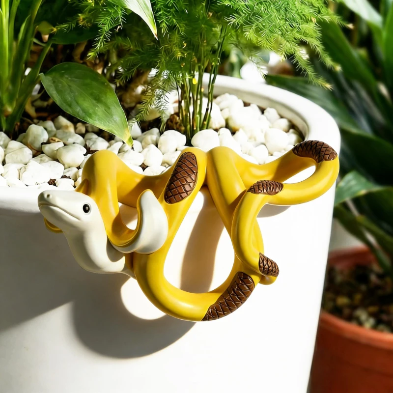Snake Shape Flowerpot Decoration Art Craft Resin Simulated Snake Statues Funny Plate Planting Decoration Balcony
