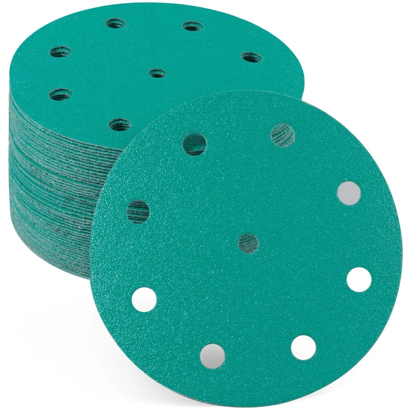 5In 9Holes Sanding Assortment 80-800 Grit Sandpaper Hook and Loop Film Discs Sand Paper for Random Orbital Sanders