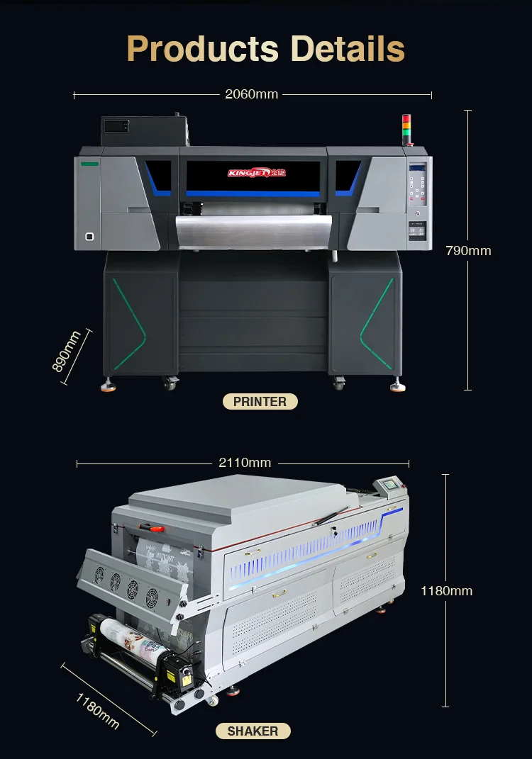 Kingjet 4 Head I3200 Digital DTF Printer 60cm PET Film Offset T-shirt DTF Printing Machine Shake Powder DTF Printer accessories