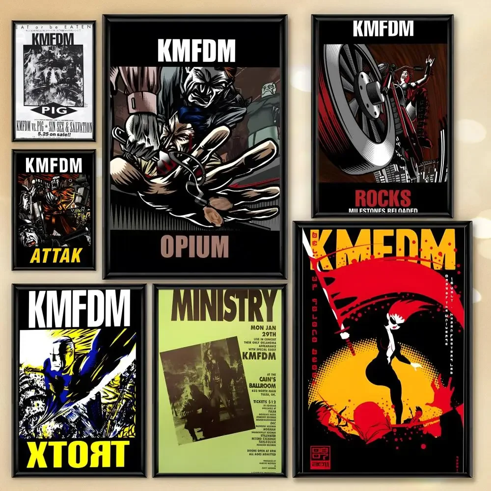 

K-KMFDM band DIY Sticky Poster Aesthetic PVC Wall Art - HD Waterproof UV Resistant For Home Bar Office
