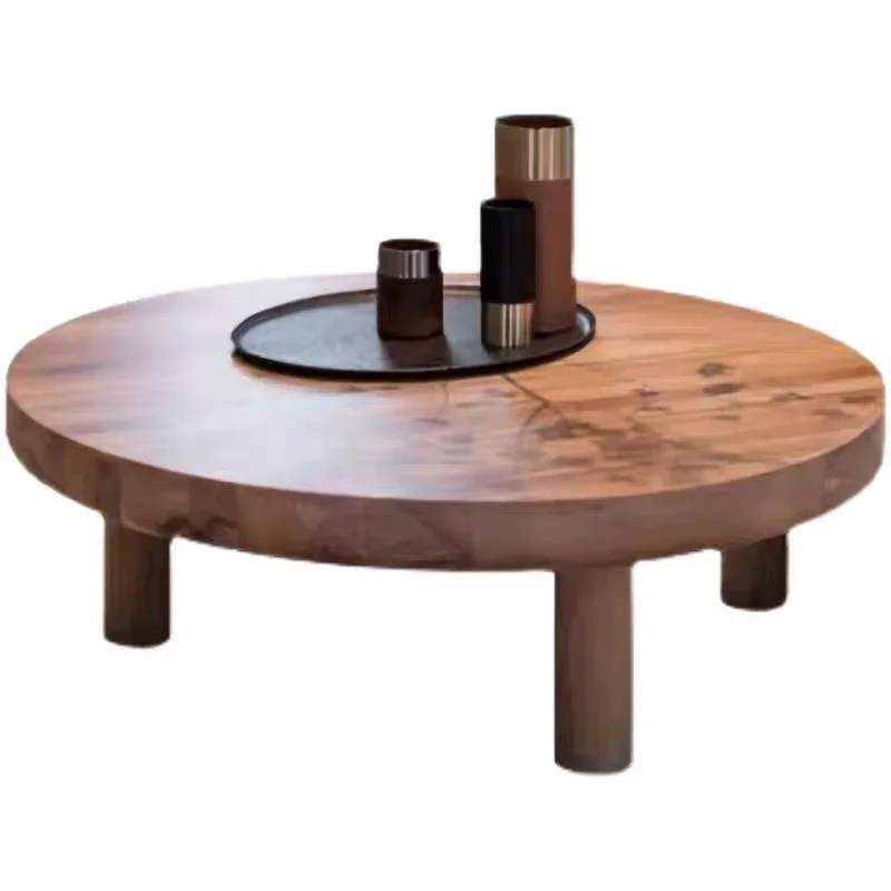z Rounder Tee Tisch aus Nordischem Solid Wood Household-Wohnzimmer Log Small Round Table Einfacher Japanese
