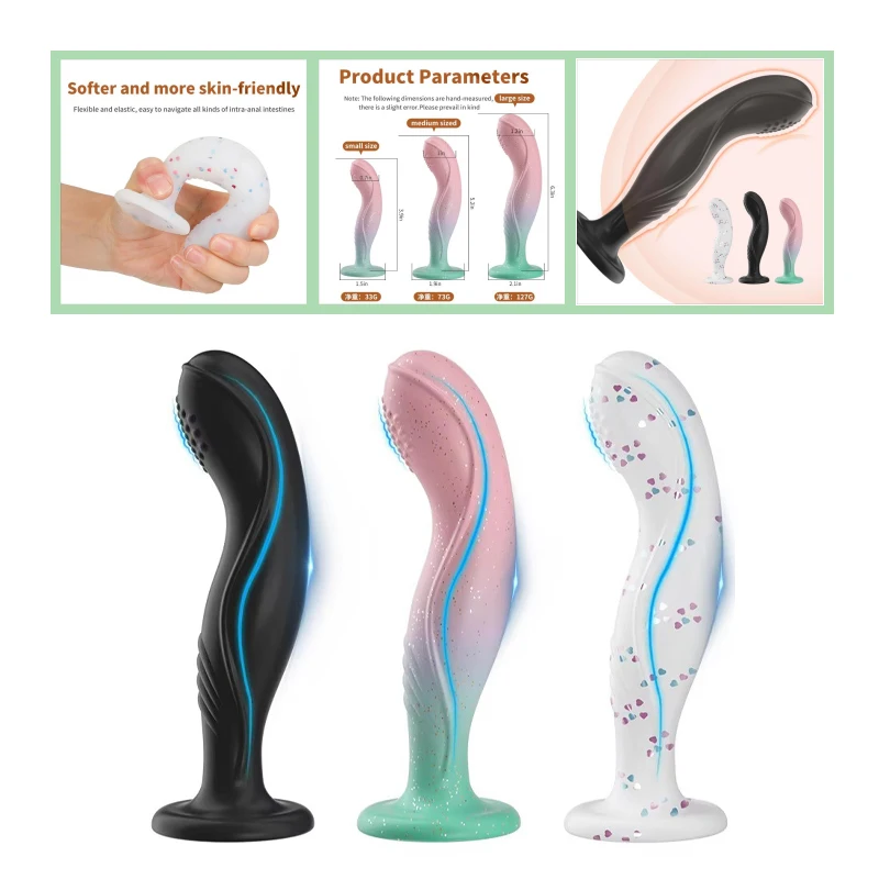 BDSM Silicone Anal Plug Backyard Toy Prostatic Massage Stimulating G-spot Masturbation Sex Toys For Men Women With Suction Dildo