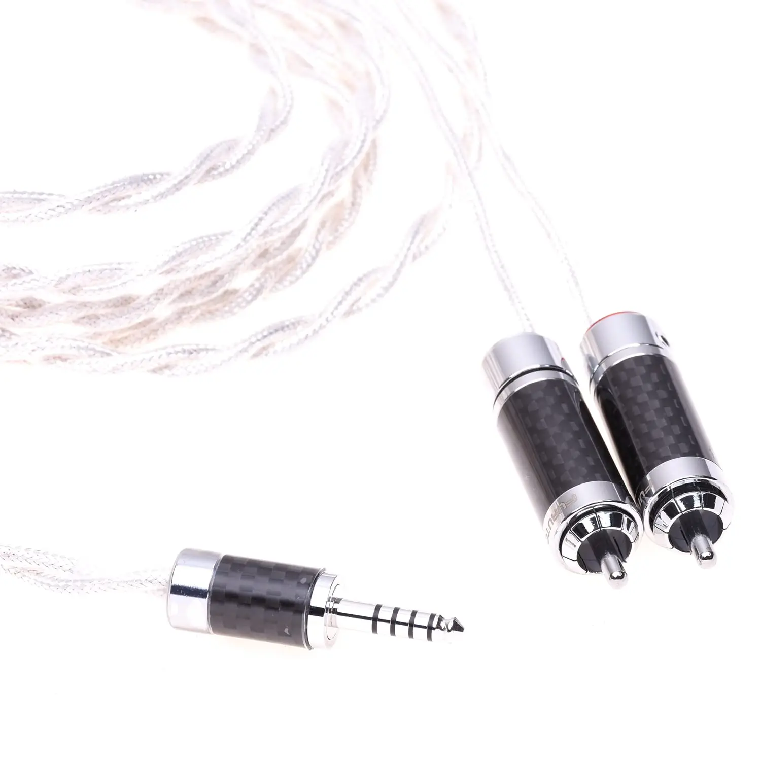 

Crystal Clear Silver Plated Shield Rhodium Plated Screw Locking RCA Male Balanced Audio Adapter Cable