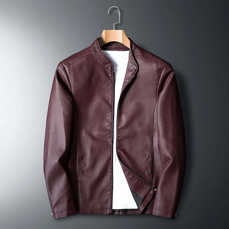 Spring And Autumn New Leather Jacket Men's Clothing Handsome Versatile PU Leather Jacket Men Motorcycle Coat