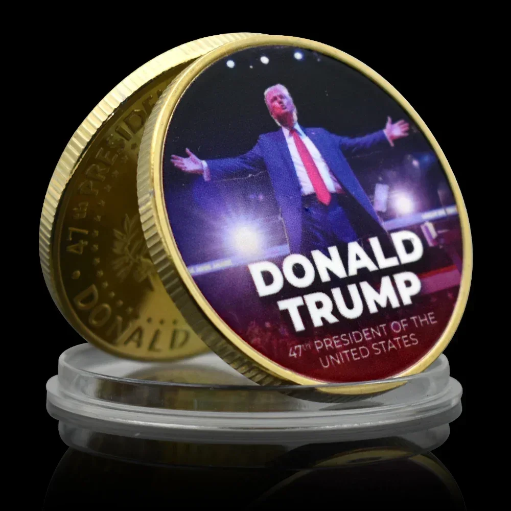 Gold/Silver Plated Donald Trump Commemorative Coin 2025 45-47th US President Election Victory Collectibles Art Souvenir