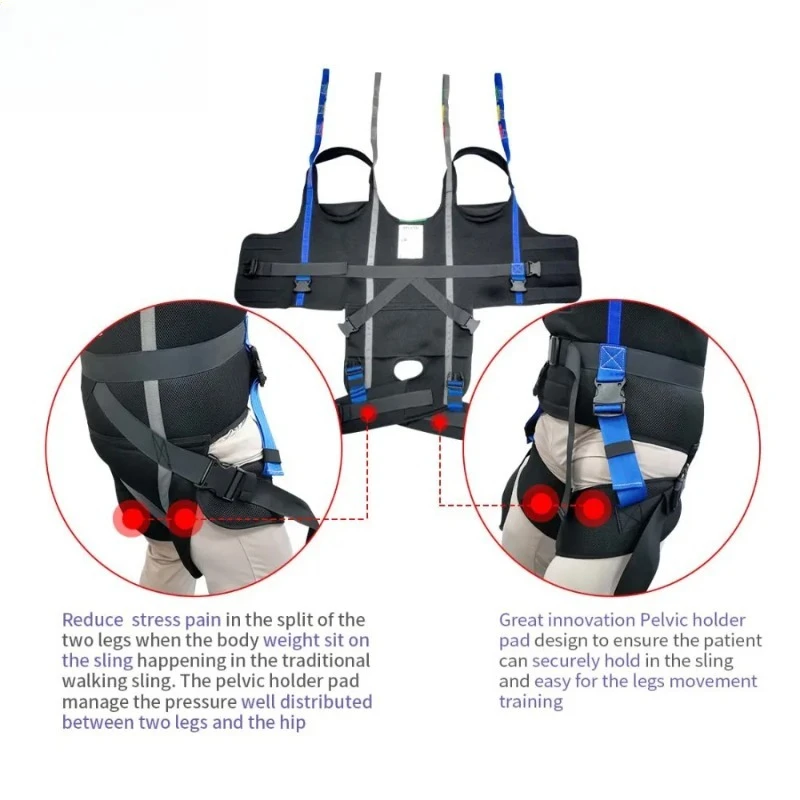 حبال المشي لرفع المريض، وزن تحميل آمن 500 رطل مبطن للحوض، أدوات يساعد على الرافعة الطبية للإسعاف #2