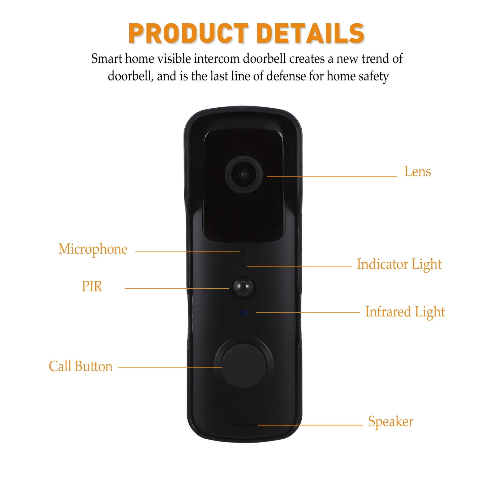 جرس الباب الذكي اللاسلكي جرس باب يتضمن شاشة عرض فيديو - اتصال داخلي ثنائي الاتجاه ليلاً بالأشعة تحت الحمراء لأمن المنزل مراقب الباب البصري #2