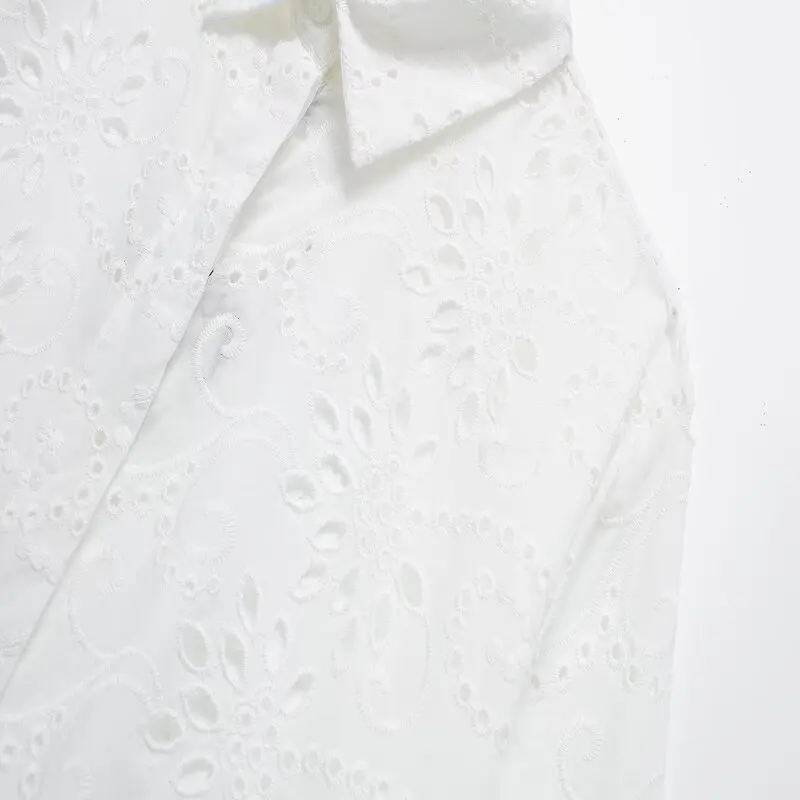 Primavera 2024 Design da donna Senso Versatile Dimagrante Ricamo cavo irt Taglio dritto Lunghezza regolare Altro materiale 00%