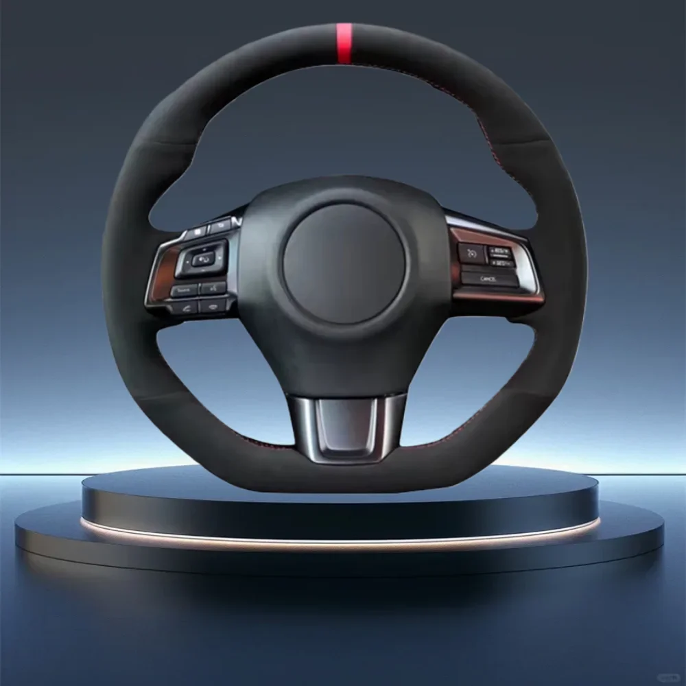 Hand-Stitched Black breathable Suede Leather  Car Steering Wheel Cover For Subaru WRX (STI) Levorg 2015—2021 Car Accessories
