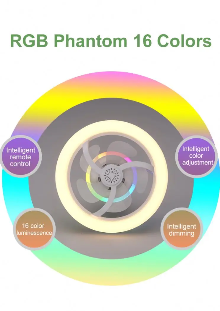 Nowoczesny wentylatory sufitowe LED AC85-265V z pilotem i światło RGB regulowanym wentylatorem LED z 3 CCT