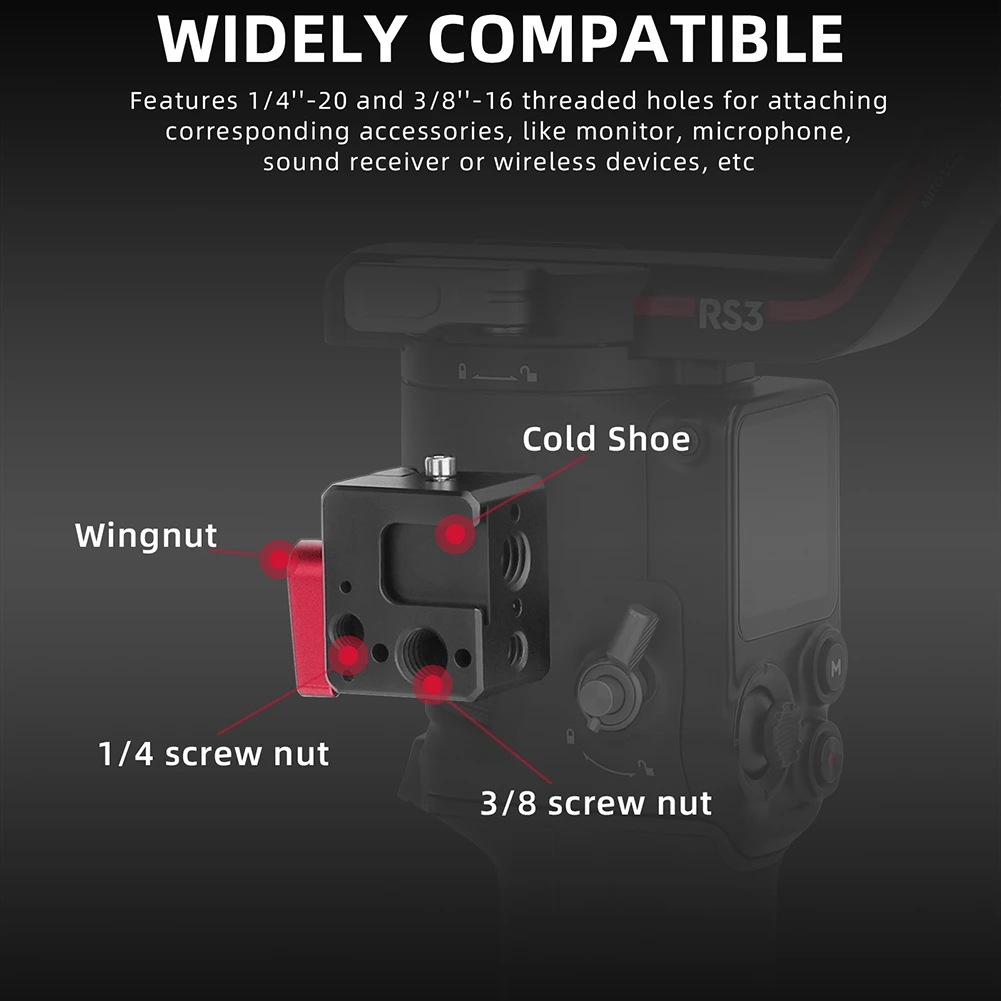 Cnc Aluminium Alloy Cold Shoe Extension Plate For DJI Ronin RS3/RS3 Pro/RS2/RSC 2 Anti-Destabilization Stabilizer Accessories