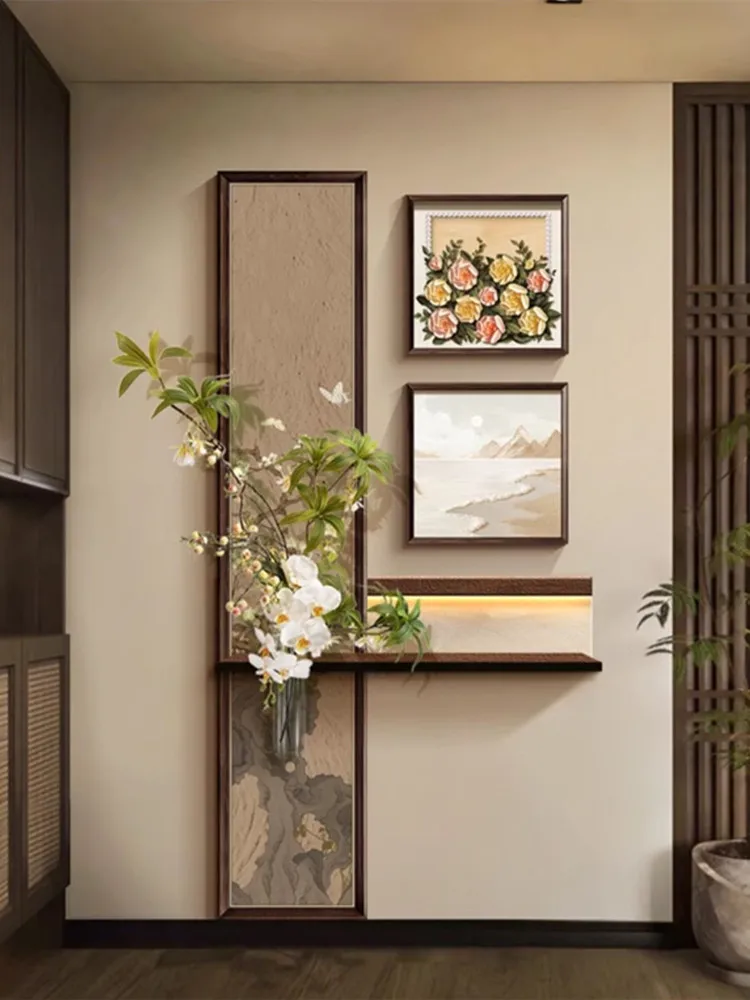Middle Ancient Style Entrance Decoration Painting Sandstone Corridor Hanging Painting Hydroponic Green Plant Modeling Mural Lamp