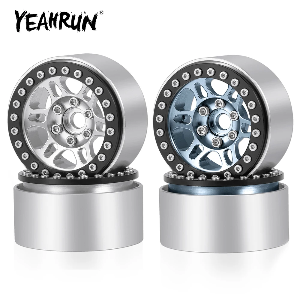 

YEAHRUN 4Pcs 1.9 inch Metal Alloy Beadlock Wheel Rims Hubs for Axial SCX10 TRX-4 1/10 RC Crawler Car Truck Model Upgrade Parts