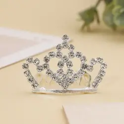 Star Crystal Crown Hair Comb Fashion Love Heart Flower Children Tiara Headband Korean Style Hollow Rhinestone Hairpins Party