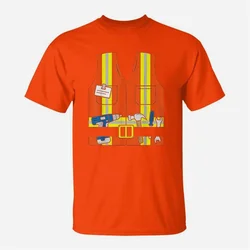 3D Construction Worker Orange Safety Vest Graphic T Shirt for Men Clothing Summer Casual Men's Tops Tee Shirts Fashion T-shirt