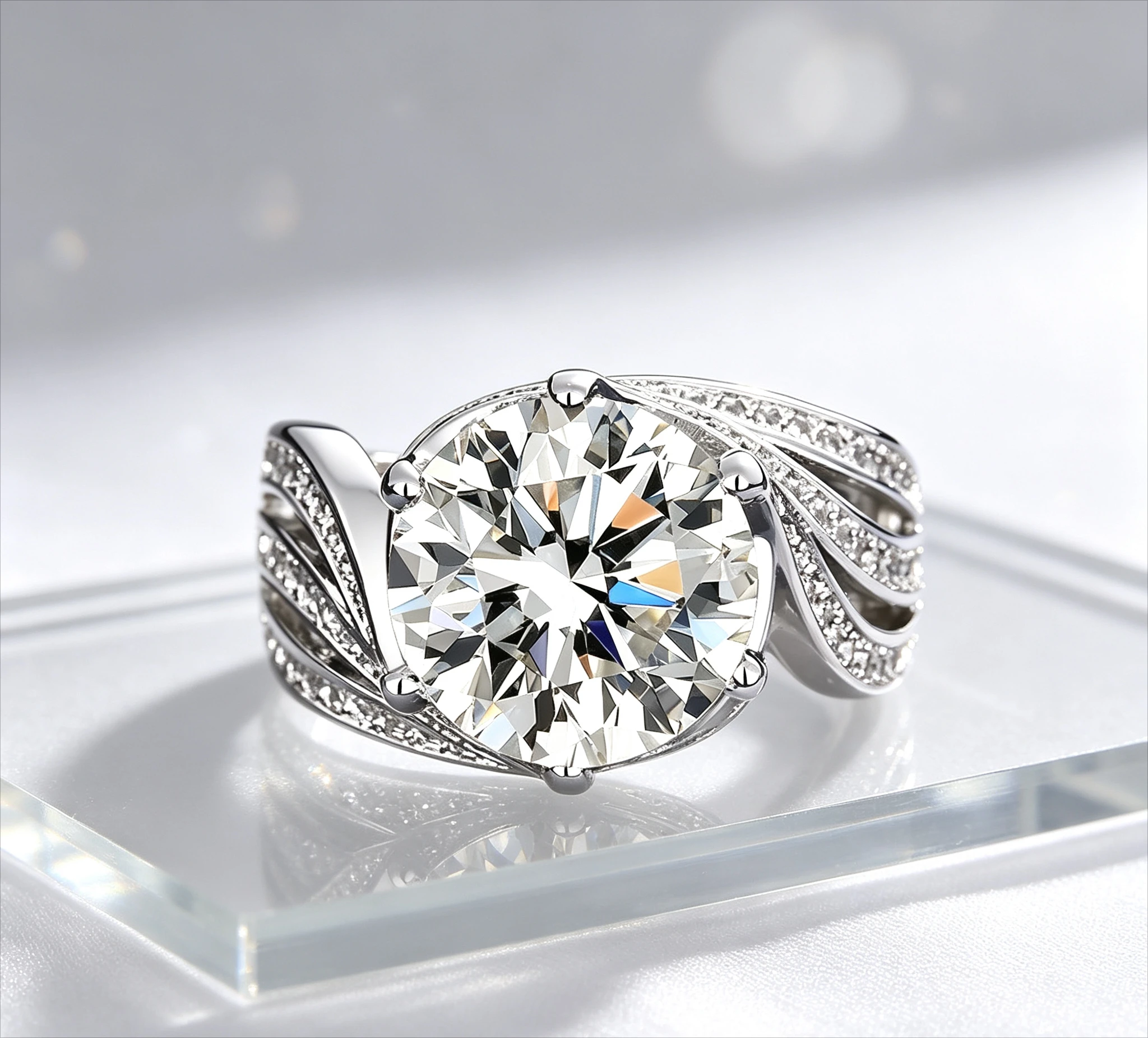 PT950 Princess Diamond Egg-shaped Luxury Eight-Pointed Arrow Ring for Women, Ring Band