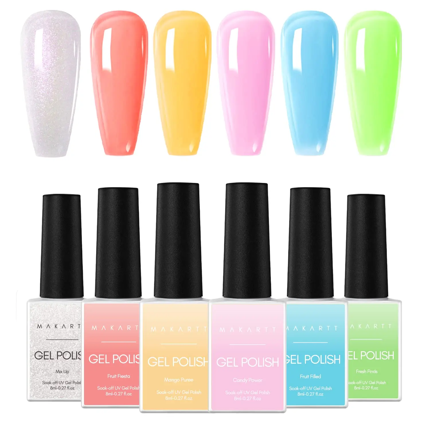 Jelly Gel Nail Polish Set Makartt 6PCS Rainbow Soak off UV Nail Gel Diy Manicure Pastel New Nail Trend Colors