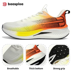 Baasploa New Men Running Shoes Mesh Breathable Carbon Plate Non-slip Sports Shoes Male Outdoor Lightweight Professional Sneakers