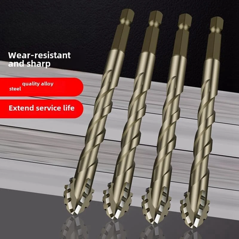 6PCS Four-Flute Sawtooth Eccentric Drill Bit, Cozy-Hoome Drill Bit, High Hardness Skewed-Head Eccentric Drill Bits