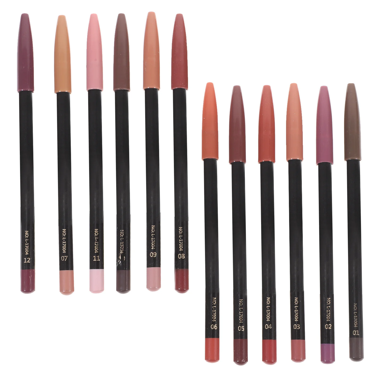 Honmeet Set di matite per labbra opache impermeabili a 12 colori marrone per modellare il trucco scolpito