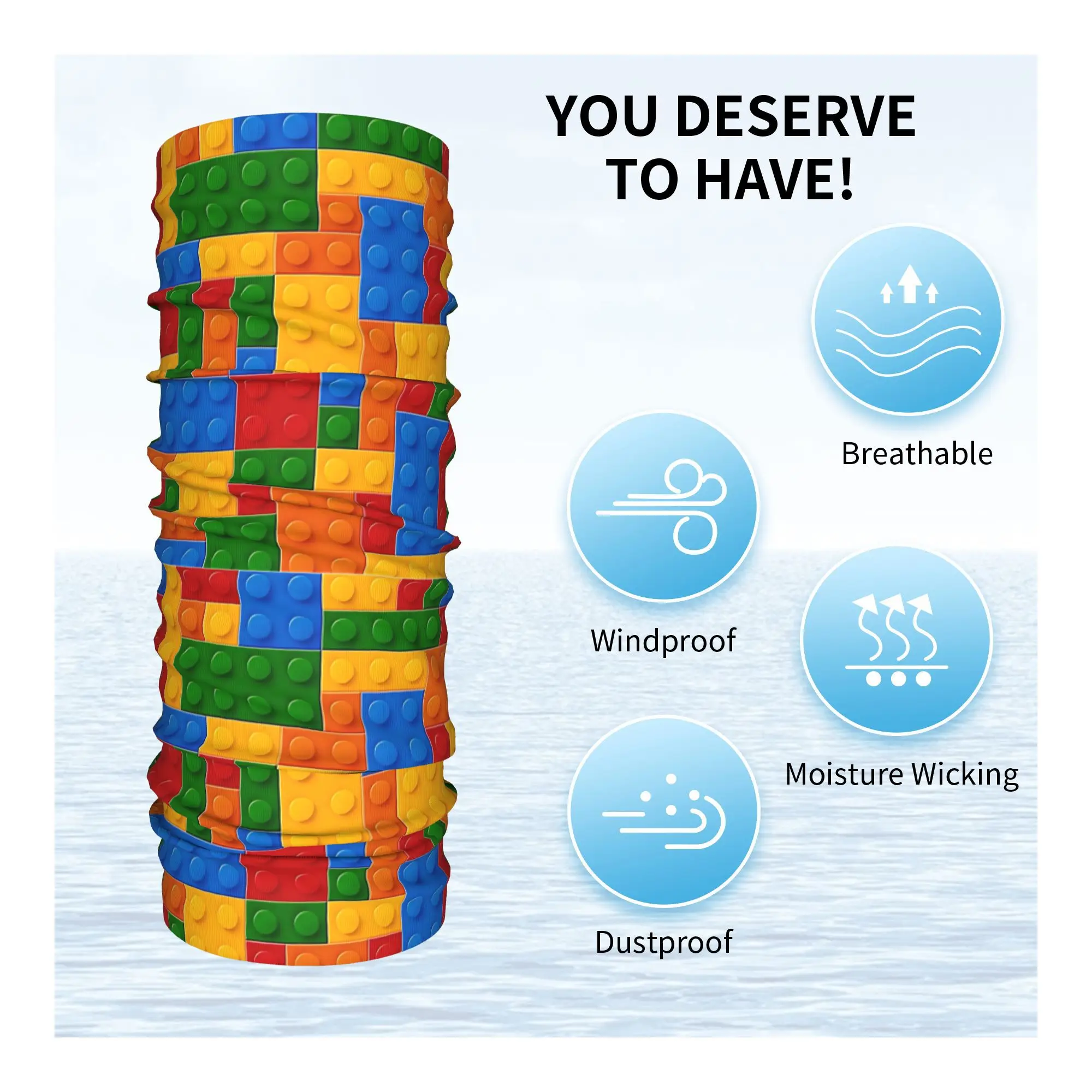 プラスチックビルディングブロックおもちゃバンダナネックゲートルプリントマスクスカーフ多用途ヘッドバンドランニング男性女性大人通気性