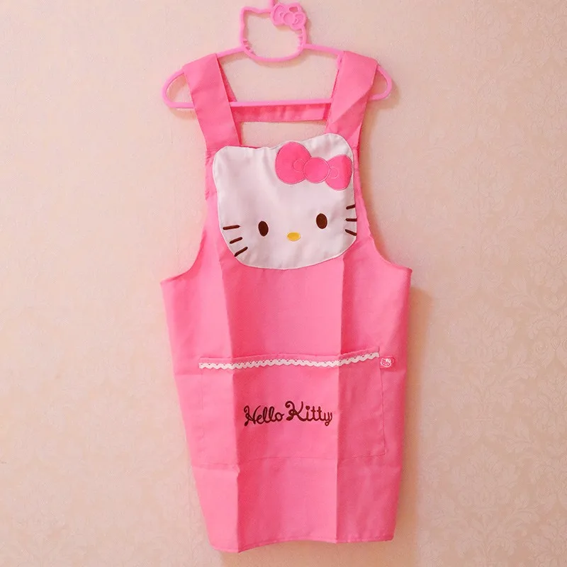 Sanrio Hello Kitty Cotton Women\'s Kitchen Apron with Pockets Baking Apron Anime Character Cooking Oil Stain Resistant Apron Gift