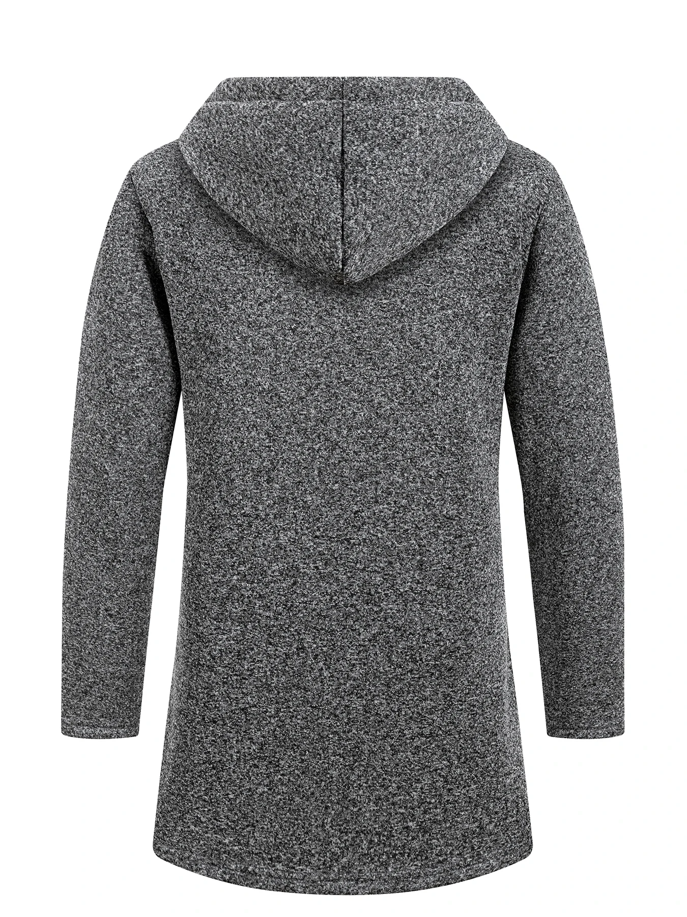 Herren-Sweatshirt mit Kapuze und durchgehendem Reißverschluss, mittellang, aus meliertem Strick, Kapuzenjacke, gefüttert mit Fleece, mit Kordelzug und Reißverschluss-Taschen. – Detail 8