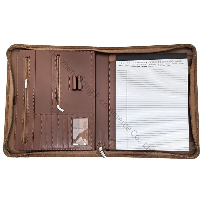 New Modern Spot Wholesale Various Styles of Folder Leather Multifunctional A4 Manager Folder Office Supplies