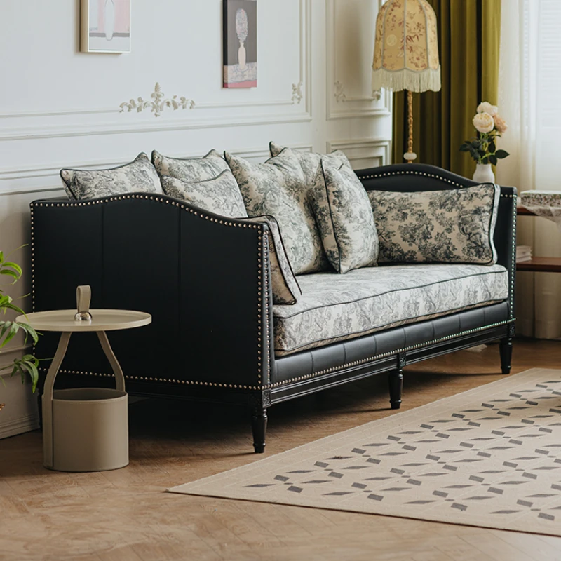 

Black Faux Leather Couch Living Room European Designer Modern Sleeper Sofas Double Lounge Luxury Italian Divano Letto Furniture