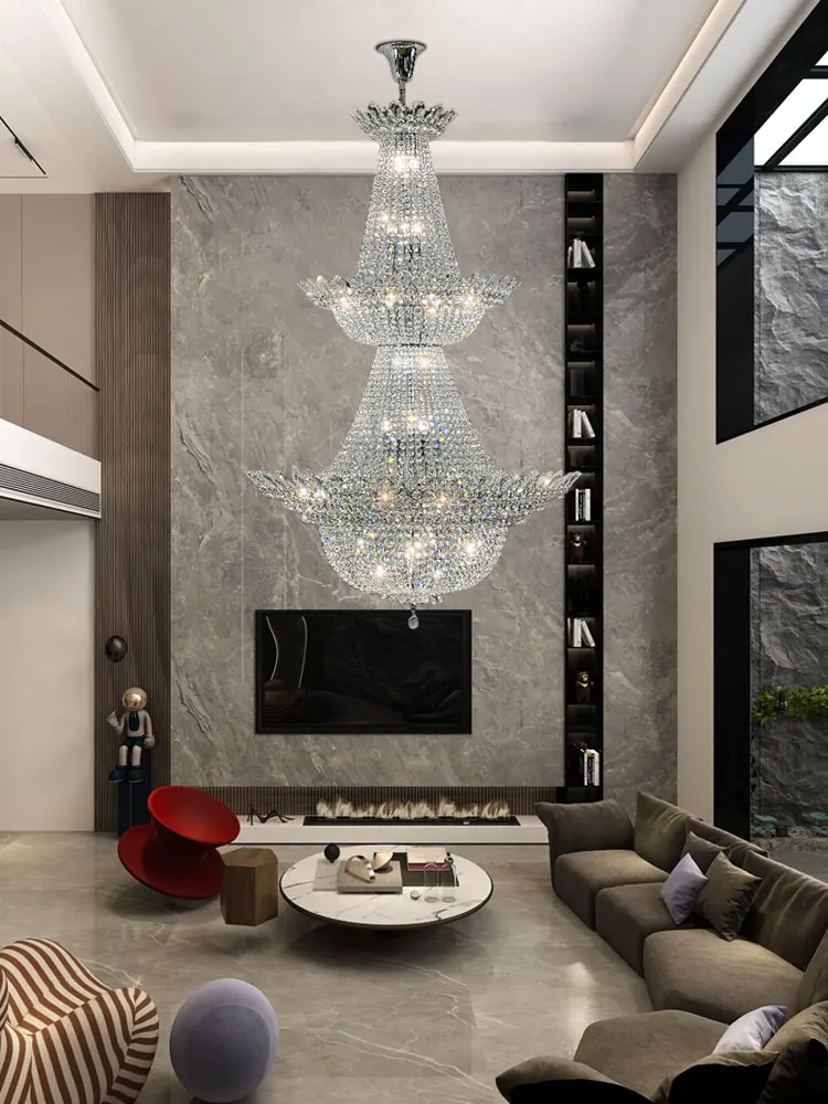 

Диммируемая светодиодная люстра из хрусталя K9 с хромированным покрытием для лестницы, подвесной светильник для гостиной