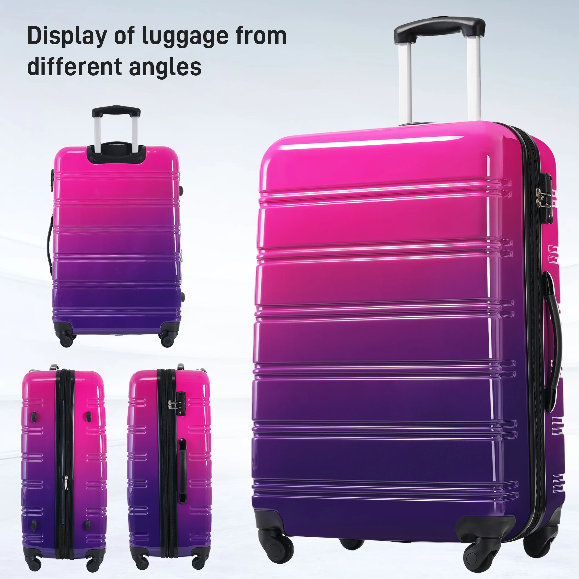Hardshell Luggage Sets 3 Piece Gradient Color Expandable Suitcase with Spinner Wheels and TSA Lock Lightweight 20" 24" 28" 3