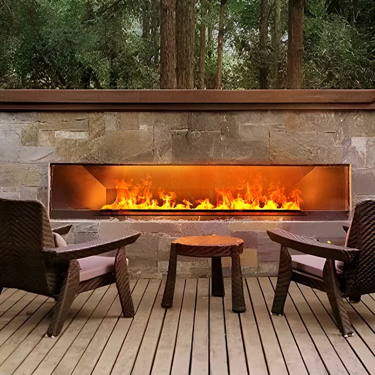 3D Waterproof Outdoor Humidifier Decorate Steam Fireplace 8 LED Fire  Water Vapor Fireplace 200*21*20CM