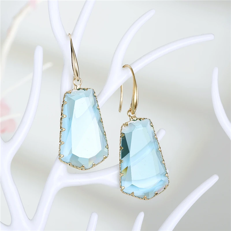 1Pair Big Statement Rhinestone Ear Dangle Earing Geometric Colorful Crystal Drop Earrings For Womens Female Jewelry Eardrop E342