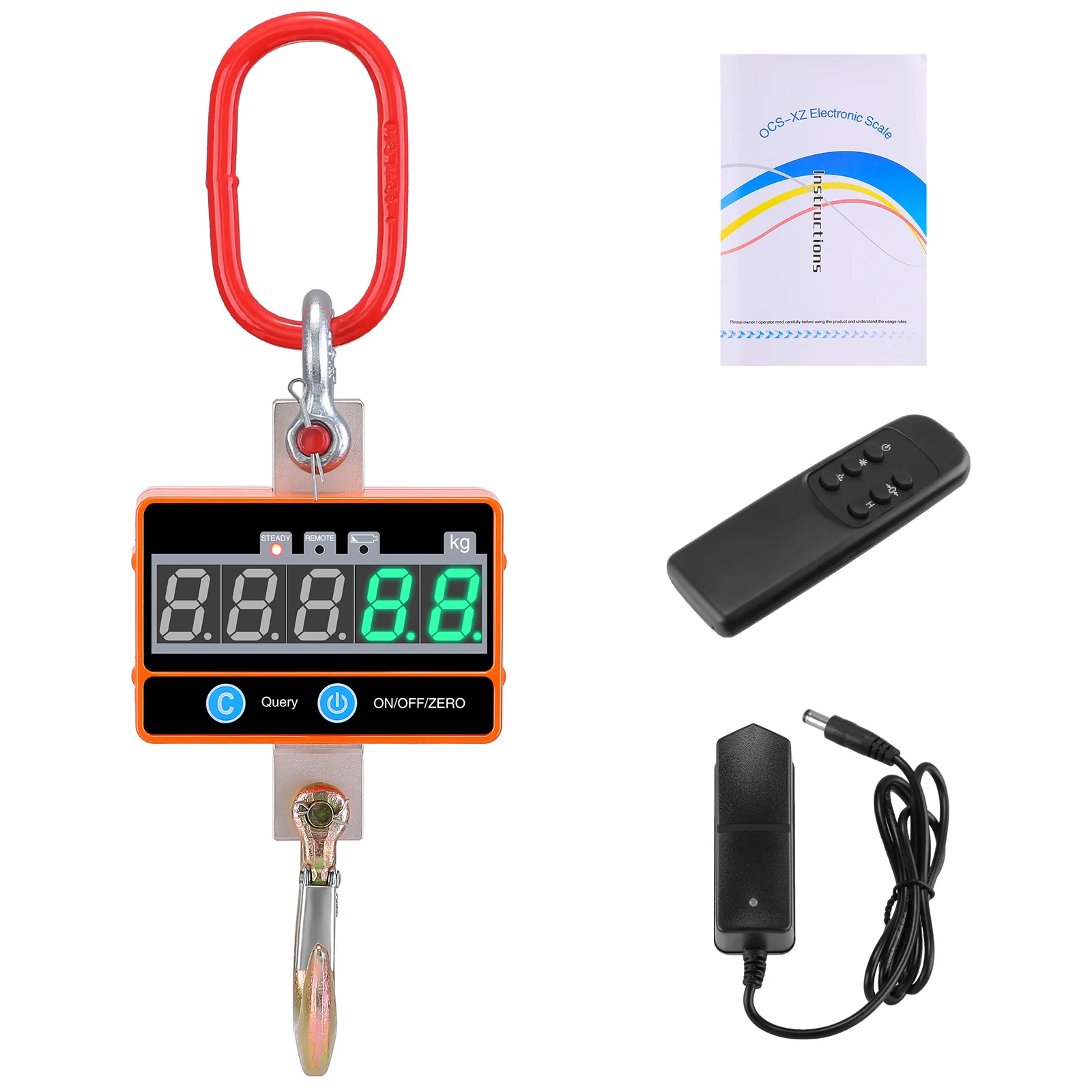 1T 1000KG Electronic Crane Scale Hanging Scale Digital Hook Hanging Scale Crane Scale With LED Display And Remote Control