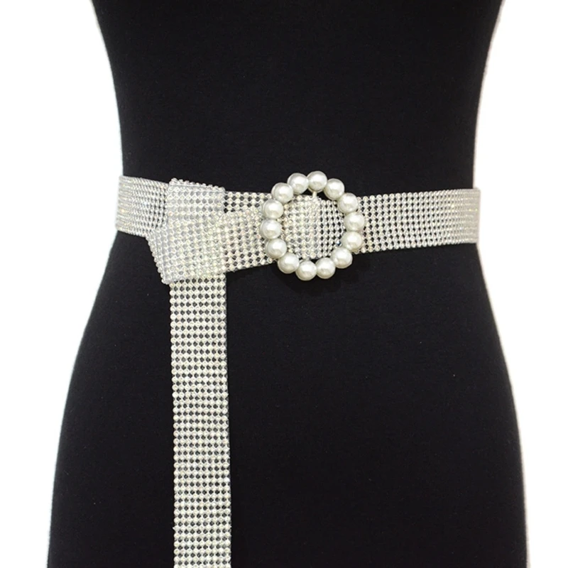 Women for rhinestone Waist Belt for Dress Artificial Crystal Diamond Shiny Wide Waistband Ladies Jewelry Clothing Drop Shipping