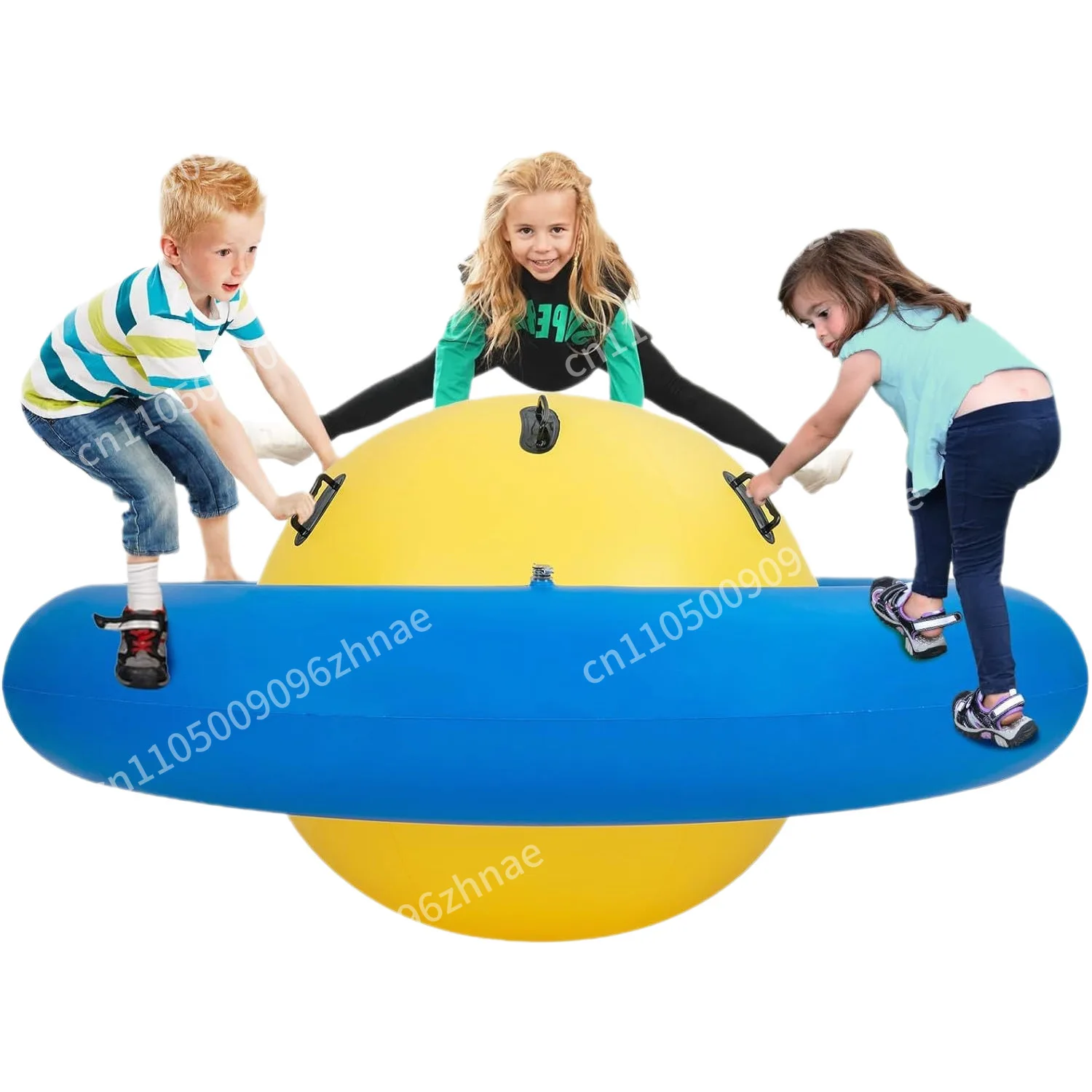 Giant inflatable dome rocker bouncer, 88-inch roller handle seesaw and 6-handle climbing bridge, outdoor play