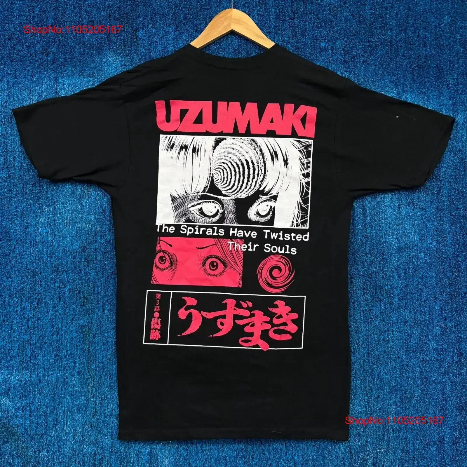 Junji Ito Uzumaki The Scar Psychological Horror Manga T Shirt M vintage Washed Unisex Casual homme fashion graphic Comfortable
