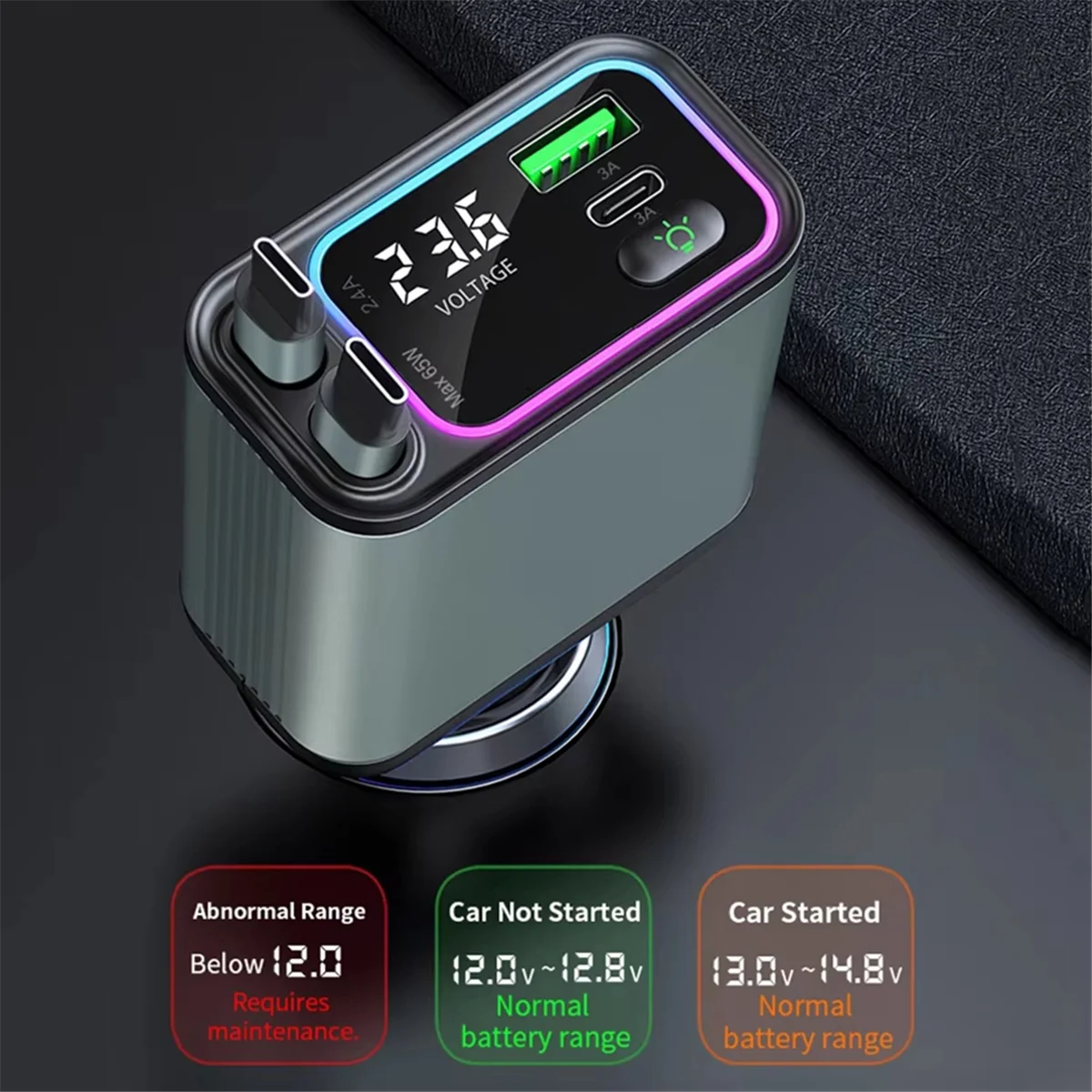 # Выдвижной кабель 52R Type-C, автомобильное зарядное устройство, 90 Вт, 4 в 1, автомобильное зарядное устройство для телефона с быстрой зарядкой и выдвижным, черный и серый