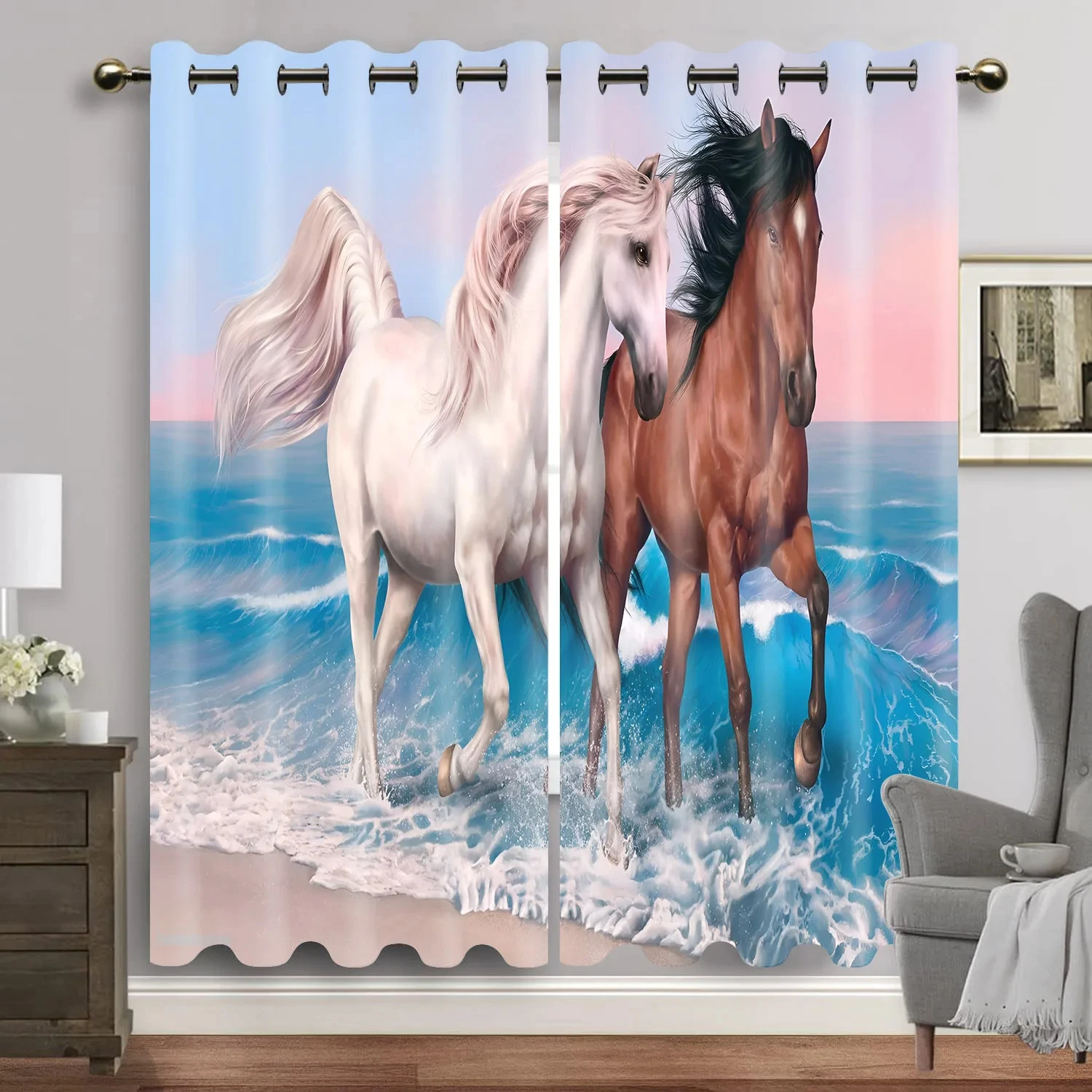 Horse Blackout Curtains for The Bedroom Animal Drapes in Living Room Curtin for Window Home Decor High Shading New Pattern