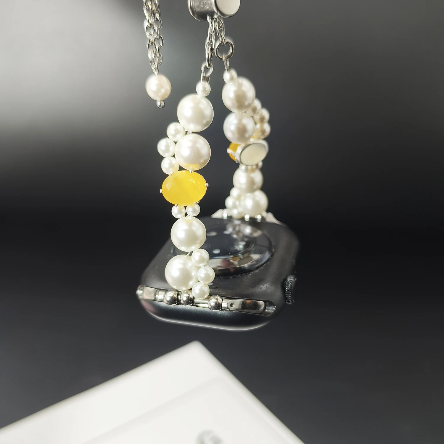 Ремешок-браслет с жемчугом «кошачий глаз» для Apple Watch S11, 42 мм, 45/44/41/40/38 мм, ремешок для девочек iWatch Series S8 S9 7 6 5-1