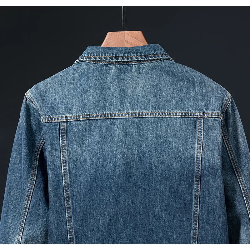 Fall Denim jacket men's fashion trendy vintage print washed loose Street lapel casual jacket