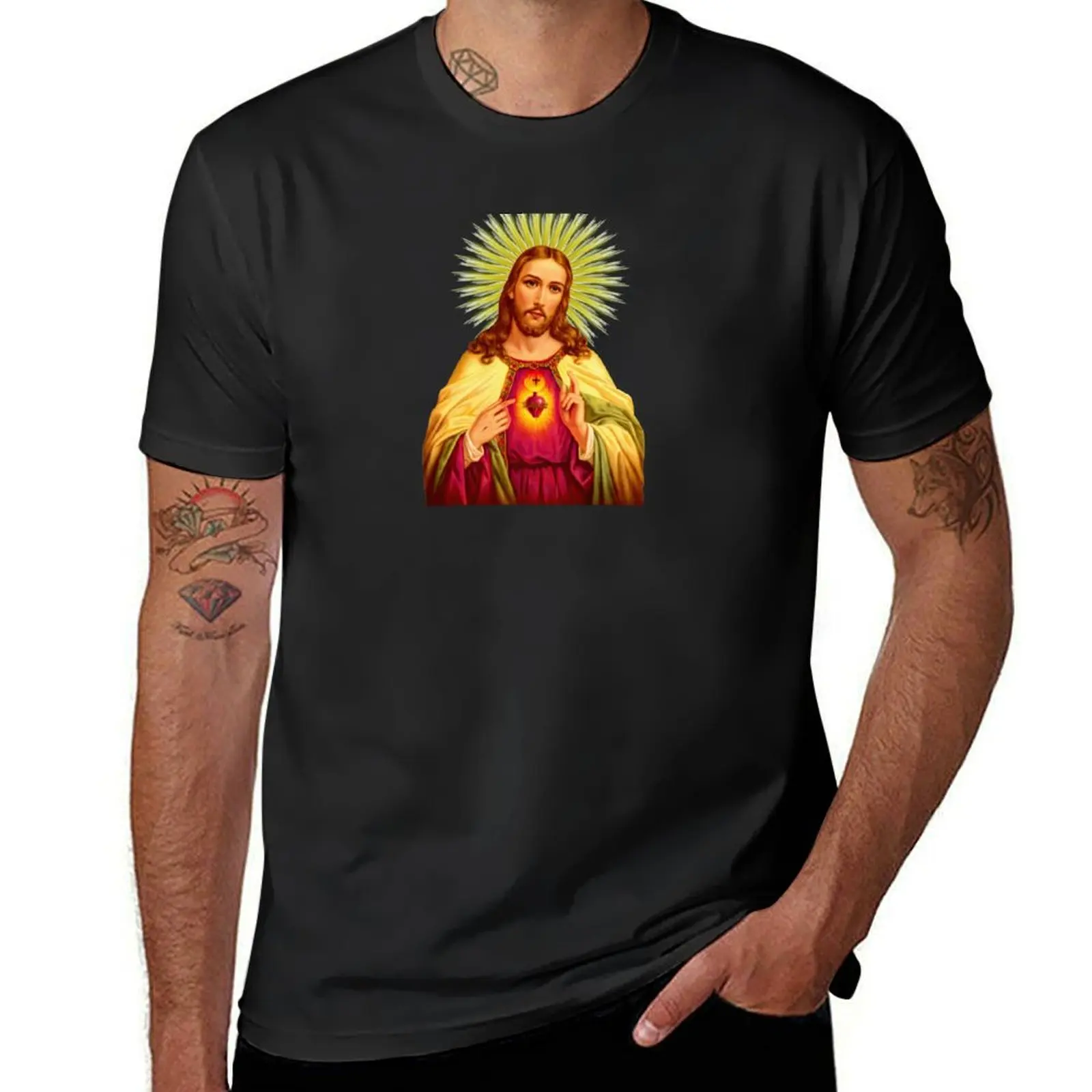 Sacred Heart of Jesus Catholic Detente Sagrado Corazon de Jesus T-Shirt animal prinfor boys Aesthetic clothing men t shirts