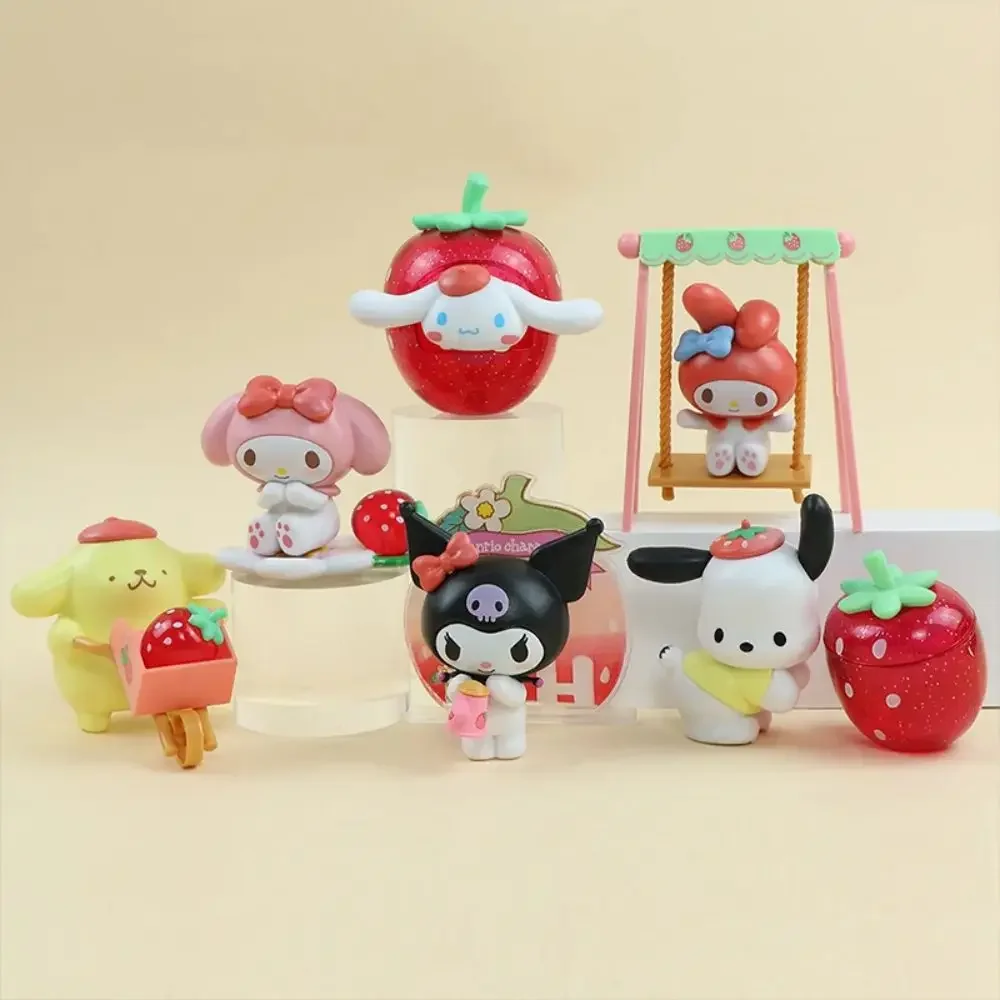 Sanrio Characters Strawberry Estate Series Blind Box Kuromi My Melody Cinnamoroll Character Model Pom Pom Purin Doll Gift Toy