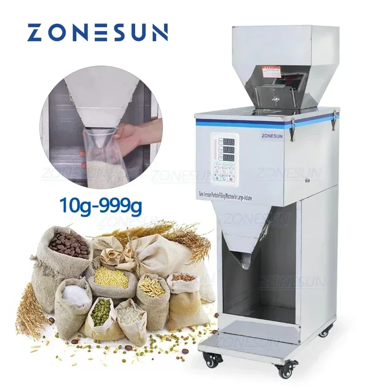 

ZONESUN ZS-1000P 10-999g Granule Powder Weighing Filling Machine for Beans, Dried Fruit, Nuts, Rice & Food Bags