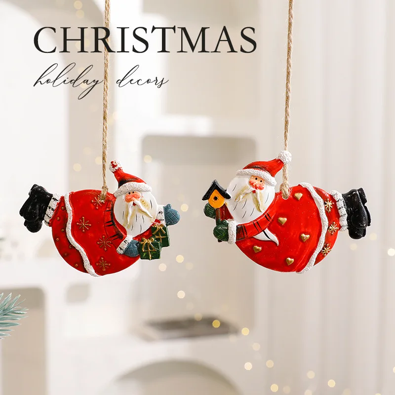 Christmas lovely creative old man resin crafts Diy pendant atmosphere socks elk snowman Christmas tree red decorative props