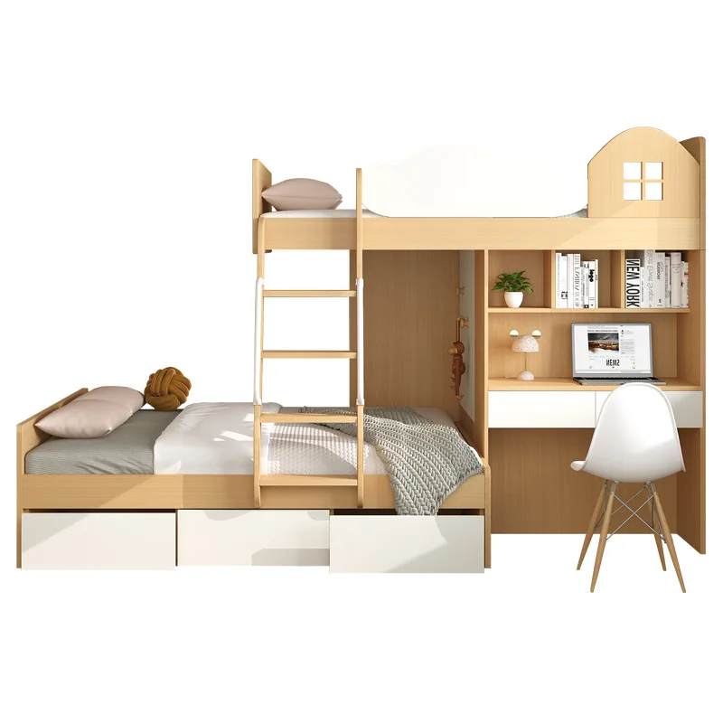 Multifunctional combination staggered small apartment with bed and lower cabinet children's room