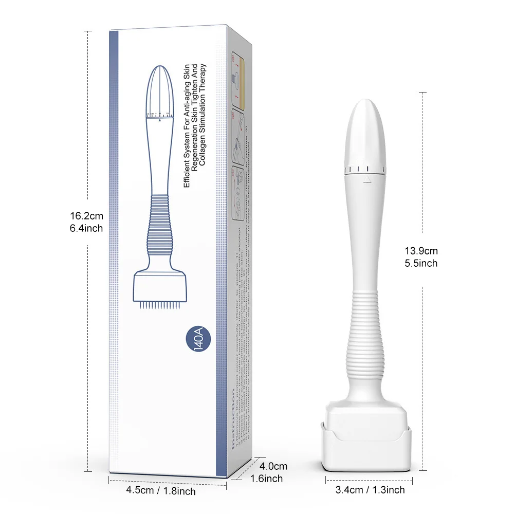 Aço inoxidável Derma Roller para cuidados com a pele, ajustável Comprimento da agulha, Microneedle, Rolling System, MTS, 140A