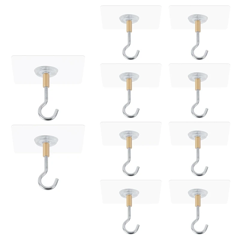 

Adhesive Ceiling Hooks,10Pack Ceiling Hanger Hooks,Sticky Ceiling Hooks Hold 5Kg,Hooks For Hanging Plants,Lanterns