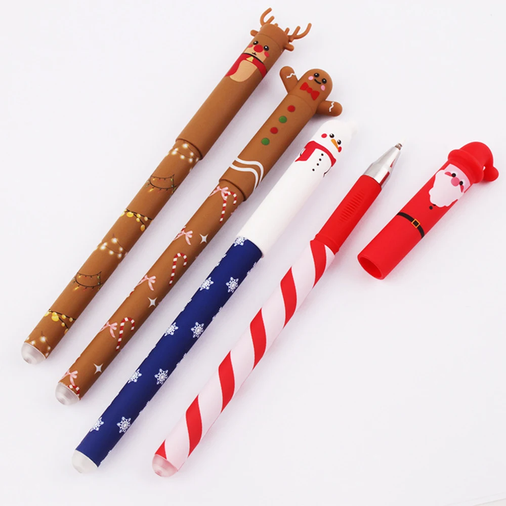 4 Stück/Set Weihnachts-Radierstifte mit schwarzer Tinte und Radiergummi, 0,4 mm – Detail 6